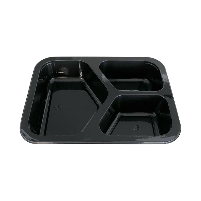 Model 025 - 23 oz rechthoek 3 Compartiment Black CPET -lade