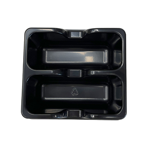 Model 026 - 15 oz Rectangle 2 Compartment Black CPET Tray