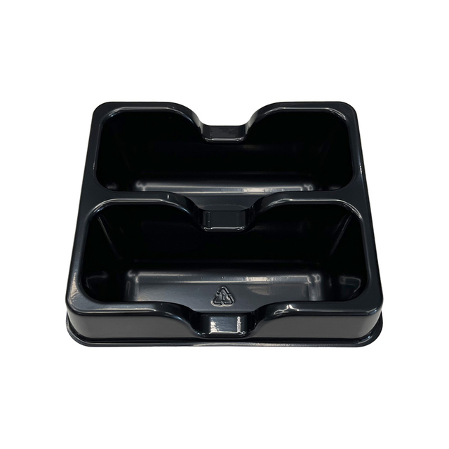 Model 026 - 15 oz rechthoek 2 Compartiment Black CPET -lade