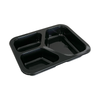 Model 006 - 27 oz. Rectangle 3 Compartment Black CPET Tray 