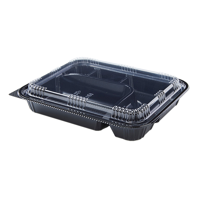 Non-Microwaveable Lunch Box, PS Rectangular Bento Box, 5 Compartments with Lid