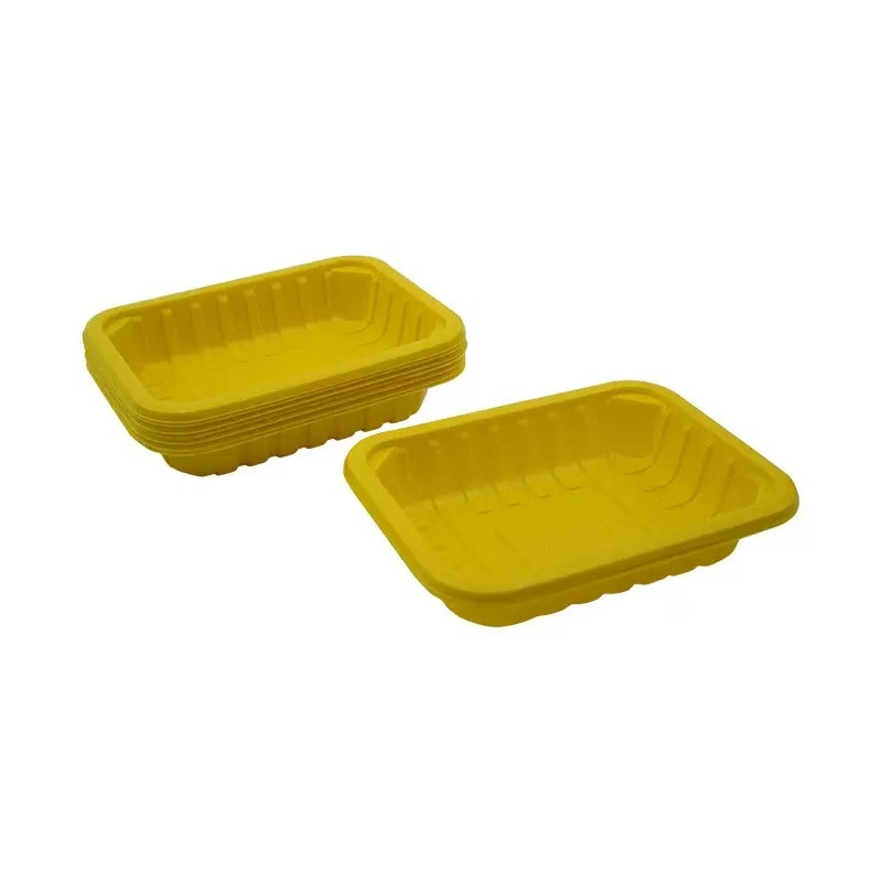 HSQY 10.2x6.9x0.6 Inch Rectangle Black PP Plastic Meat Tray