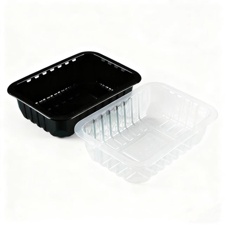 HSQY 7.5X4.7X1.7 In Rectangle Black Plastic PP High Barrier Tray