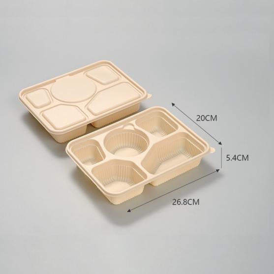 3 Compartment Cornstarch Lunch Box With Lids, Disposable Cornstarch Food Container