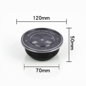HSQY 37 oz. Disposable Black PP Plastic Takeout Lunch Bowl With Lids