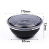 HSQY 35 oz. Disposable Round Black Takeout Plastic PP Diamond Bowl With Lids