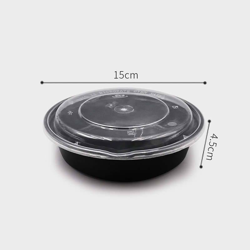 HSQY 59 oz. Disposable Black PP Plastic Takeout Lunch Bowl With Lids