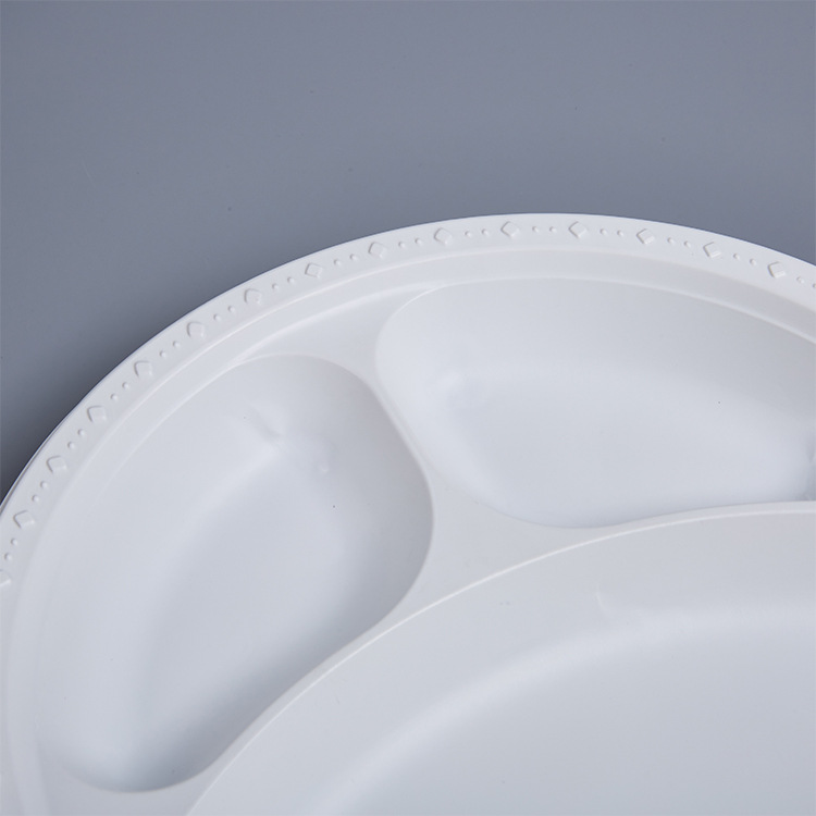 HSQY 10 Inch Disposable Round White Polypropylene Plastic Plate