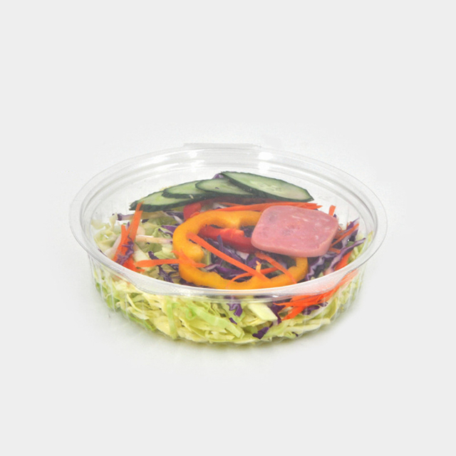 HSQY 5.3 X 2.2 Inch Clear Round PET Plastic Salad Bowl Container With Lid