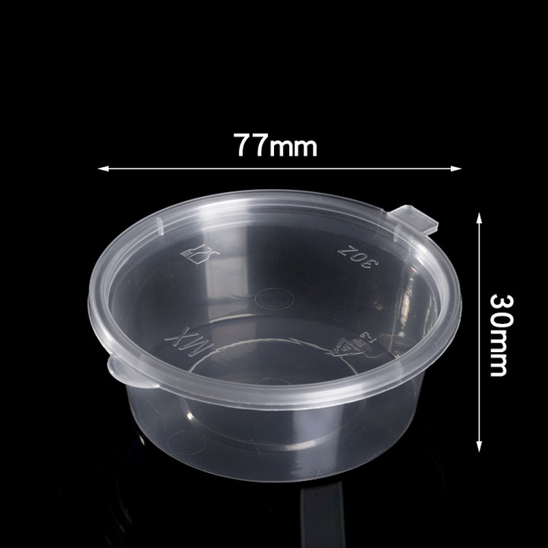 HSQY 3.5oz 2 Compartment Round Clear Plastic Sauce Cup with Hinged Lid