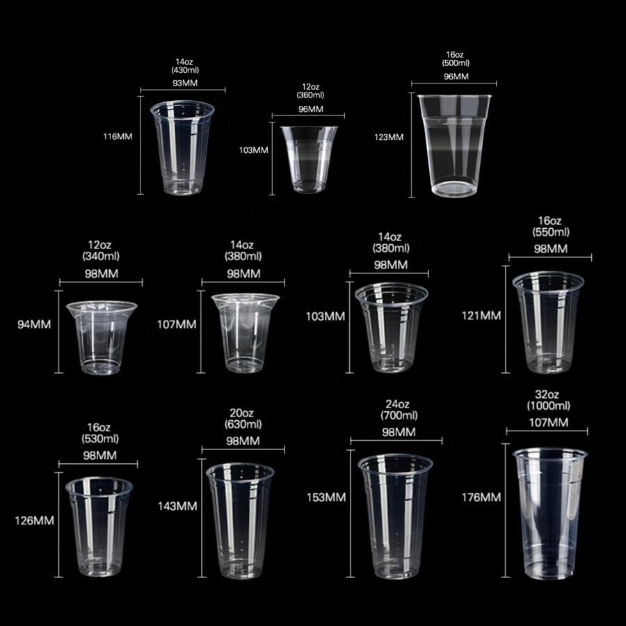 HSQY ⌀98 mm U-Shape Clear PET Plastic Cups