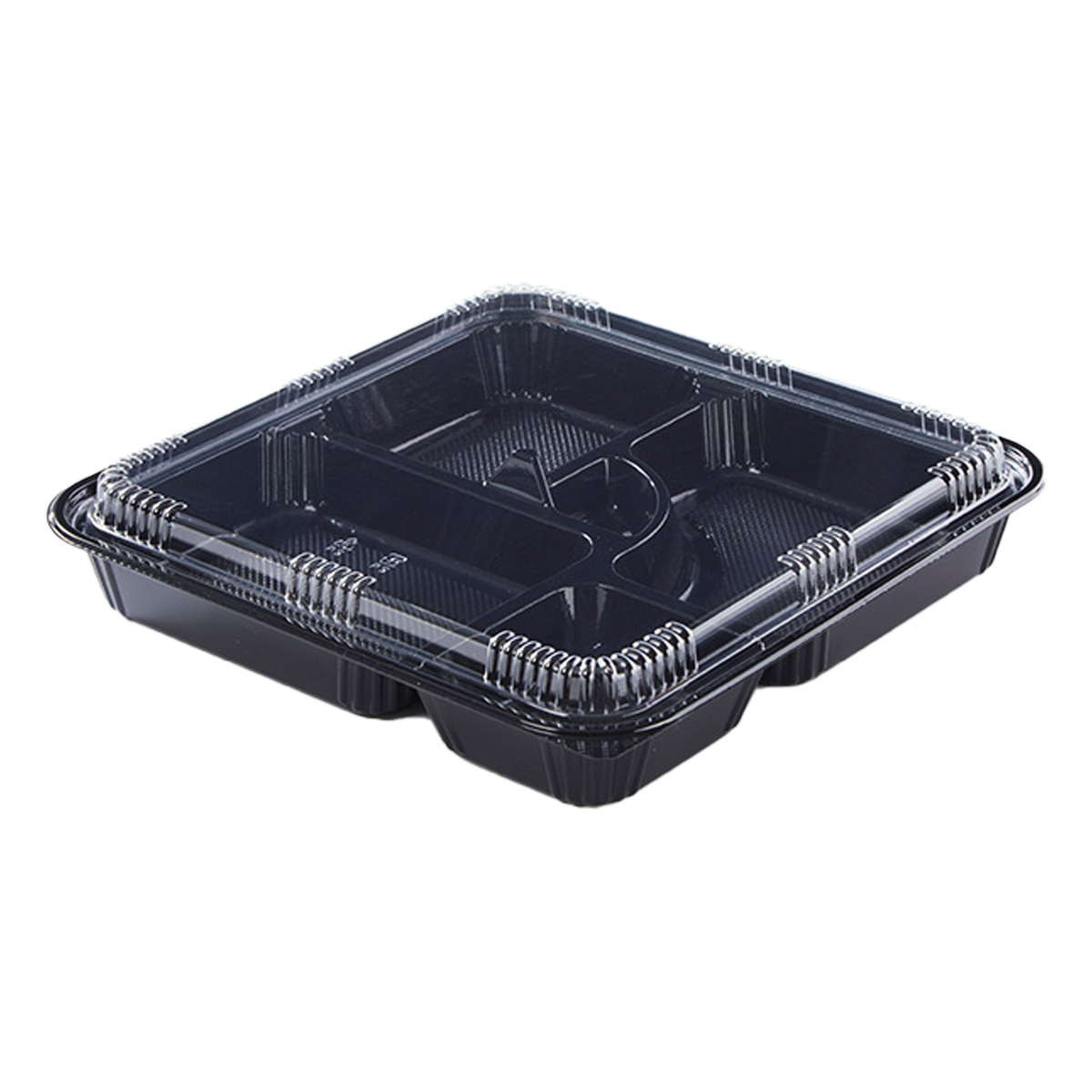 Non-Microwaveable Lunch Box, PS Rectangular Bento Box, 5 Compartments with Lid