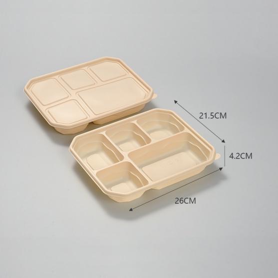 3 Compartment Cornstarch Lunch Box With Lids, Disposable Cornstarch Food Container