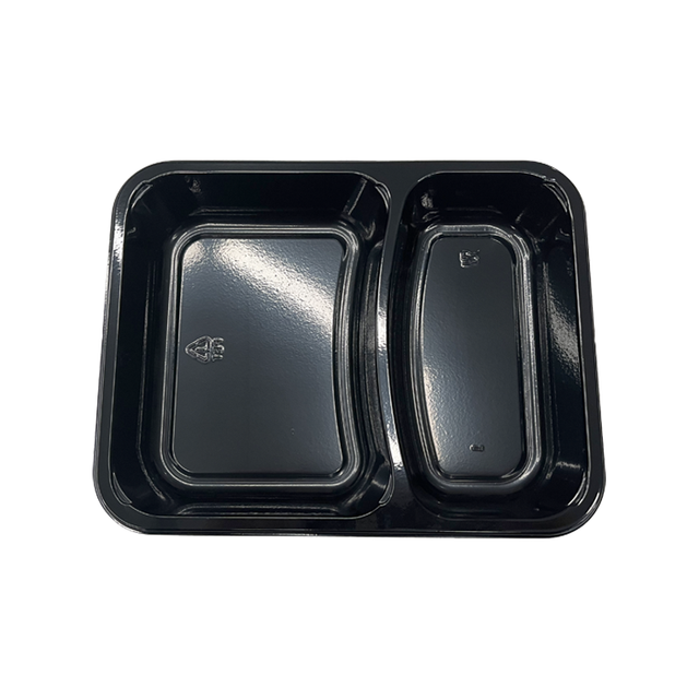 Model 020 - 41 oz rechthoek 2 Compartiment Black CPET -lade