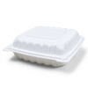 HSQY 6 x 6 x 3" White Polypropylene Plastic Burger Hinged Lid Takeout Container