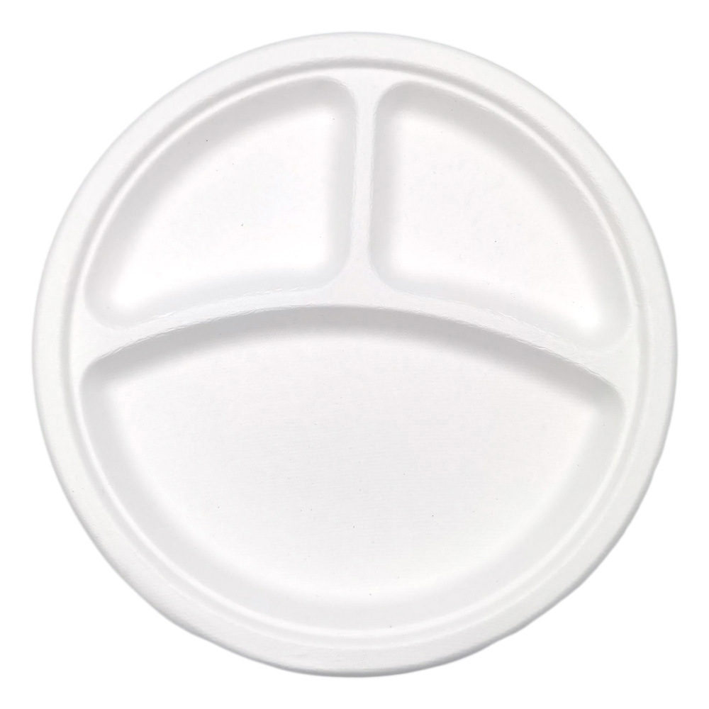 Disposable Compostable Plates, 3-Compartment 9