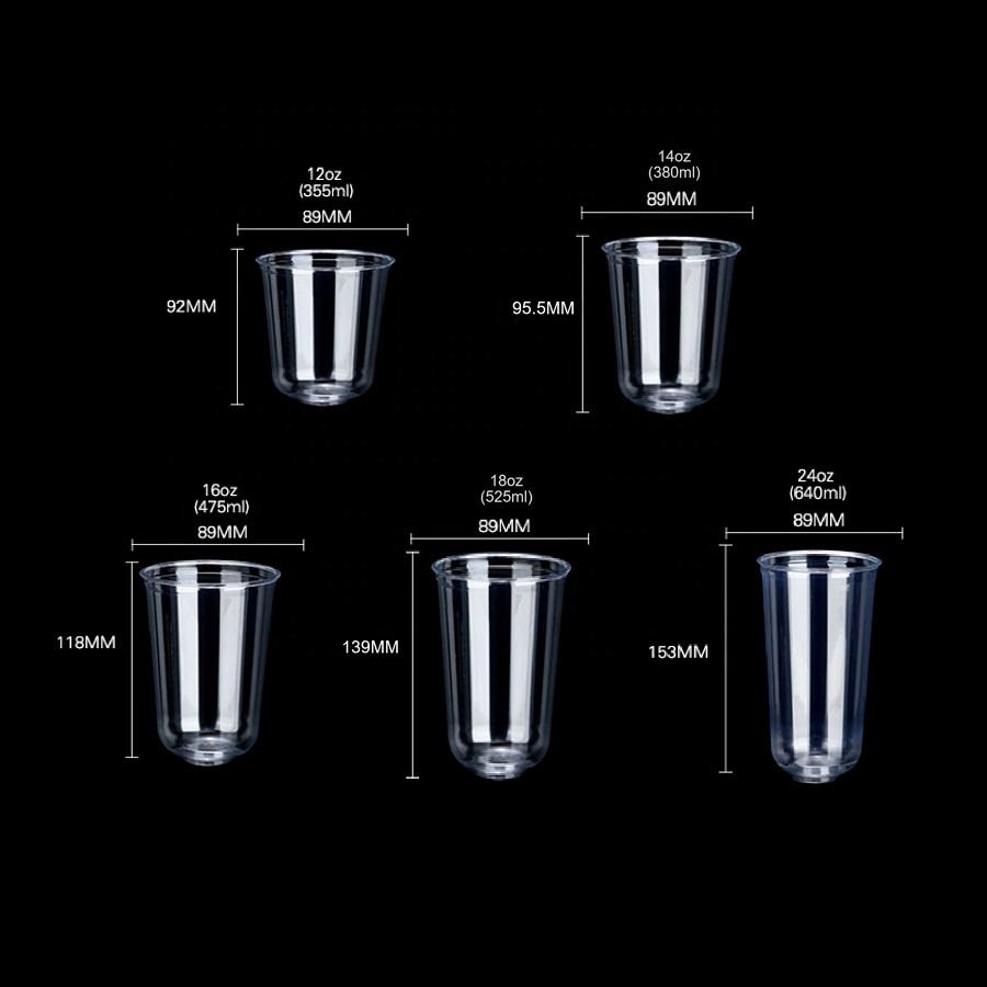 HSQY ⌀98 mm U-Shape Clear PET Plastic Cups