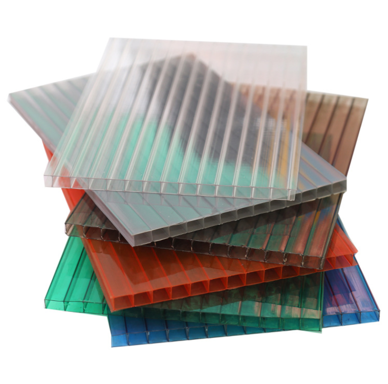 HSQY 4mm Twinwall Colored Polycarbonate Roofing Sheets Hollow Polycarbonate Sheet