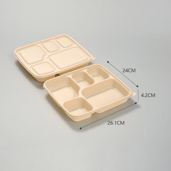 3 Compartment Cornstarch Lunch Box With Lids, Disposable Cornstarch Food Container