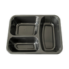 Model 005 - 34 oz. Rectangle 3 Compartment Black CPET Tray 