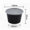 HSQY 28 oz. Disposable Round Black PP Plastic Takeout Lunch Bowl With Lids