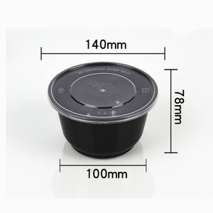 hsqy 28 oz a ni. Disposable round black PP plastic takeout lunch bowl a khuhna a awm bawk.