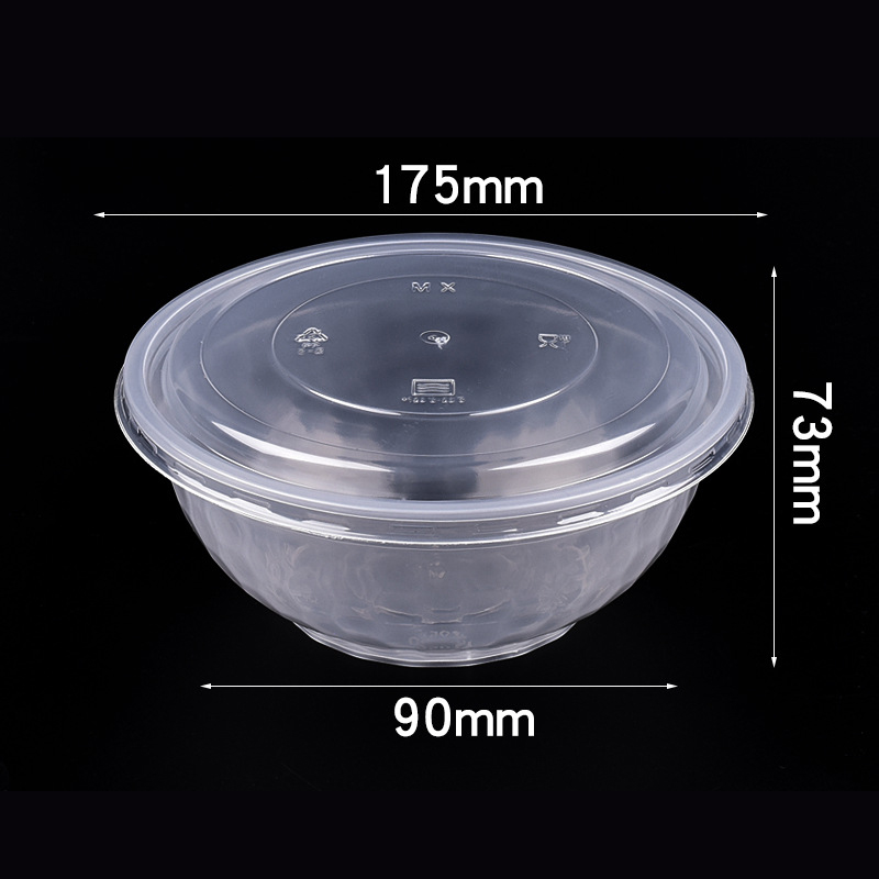 HSQY 35 oz. Disposable Round Black Takeout Plastic PP Diamond Bowl With Lids