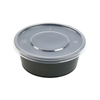 HSQY 59 oz. Disposable Black PP Plastic Takeout Lunch Bowl With Lids