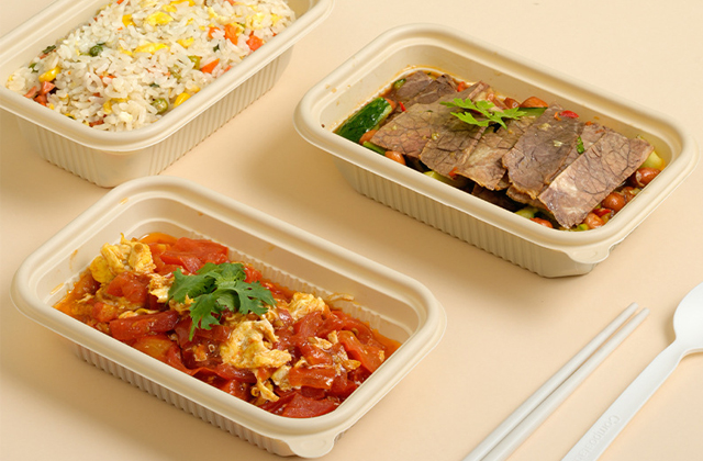 6 Compartment Cornstarch Lunch Box With Lids, Disposable Cornstarch Food Container