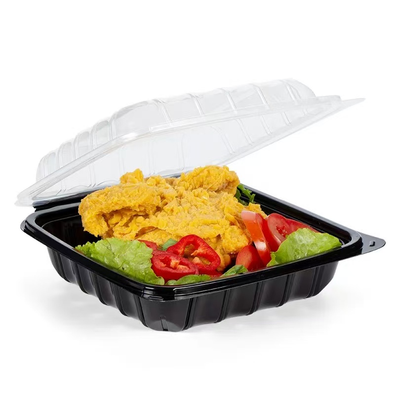 Open view of 3-compartment PP takeout container