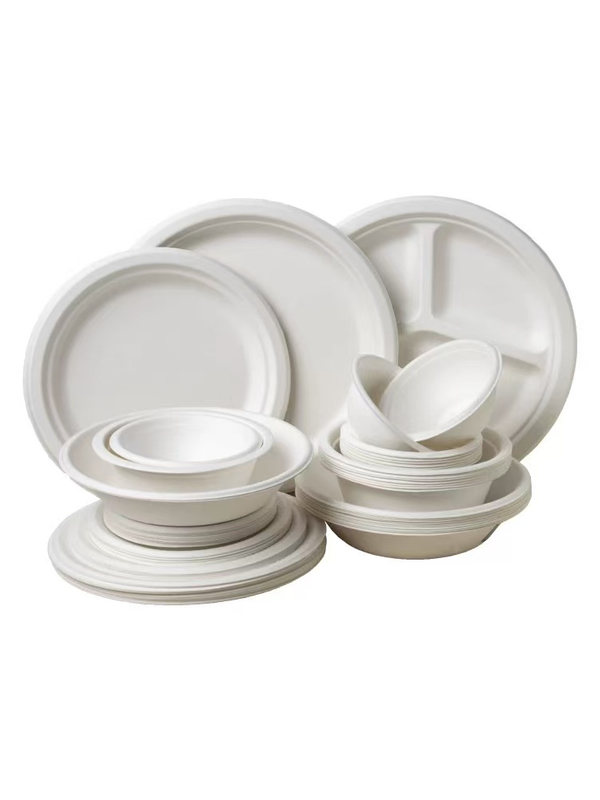 HSQY 9 Inch Disposable 3 Compartment Round White Polypropylene Plastic Plate