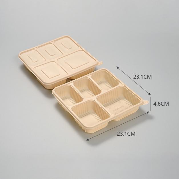 3 Compartment Cornstarch Lunch Box With Lids, Disposable Cornstarch Food Container