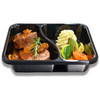 Model 025 - 23 oz Rectangle 3 Compartment Black CPET Tray