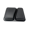 Model HS17 - 37 oz Rectangle 2 Compartment Black CPET Tray