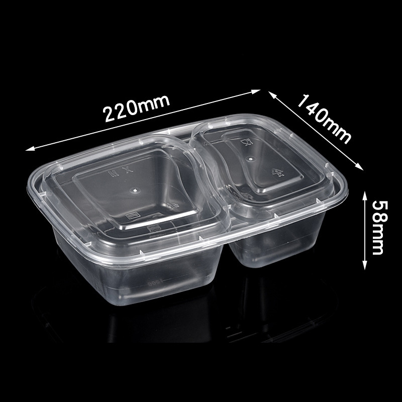 HSQY 7.09X4.72X1.38 In 2 Compartment Rectangle Clear Plastic PP High Barrier Tray