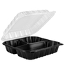 HSQY 6 x 6 x 3" Dual-Color PP Plastic Burger Hinged Lid Takeout Container