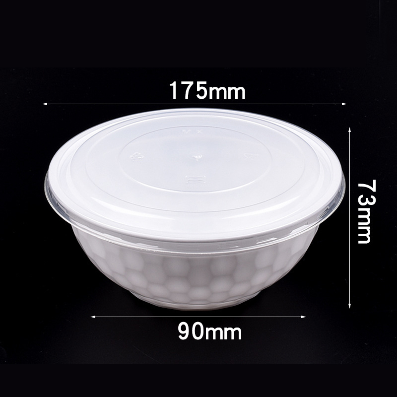 HSQY 35 oz. Disposable Round Black Takeout Plastic PP Diamond Bowl With Lids