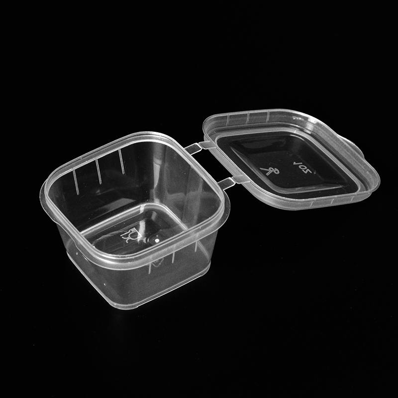 HSQY 1oz 1.5oz 2oz 3oz 4oz Rhombus Clear Plastic Sauce Cup with Hinged Lid