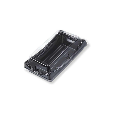 HSQY 7.5 x 4.6 x 1.5 ئینج دەفری سینی سوشی گۆشە چوارگۆشە لەگەڵ قاپ