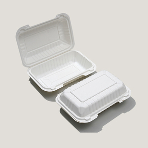 9 “ x6 ” x3 “玉米淀粉食品容器，一次性玉米淀粉夹式盖壳容器，带有铰链盖