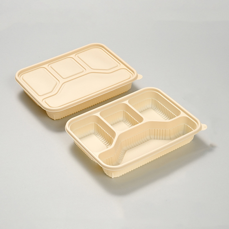1 2 3 Compartment Cornstarch Bento Box With Lids, Disposable Cornstarch Food Container
