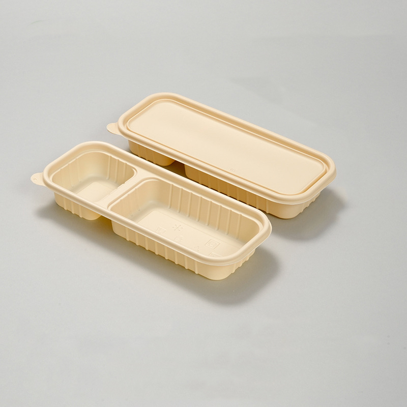 8"x8"x3" 1 3 Compartment Cornstarch Food Container, Disposable Cornstarch Clamshell Container with Hinged Lids