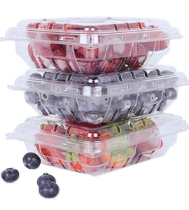 HSQY 6.9 X 5.3 X 2.9 Inch Clear PET Plastic Fruit Clamshells Container