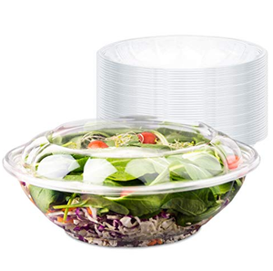 HSQY 6.9 X 1.7 Inch Clear Round PET Plastic Hinged Lid Salad Bowl Container