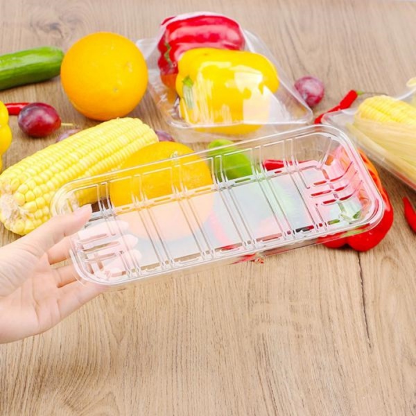 HSQY 7.87x6.10 Inch Disposable Rectangle Clear PET Fruit Plastic Tray