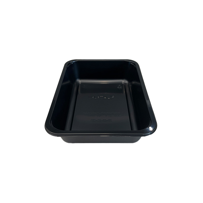 Model HS32 - 37 Oz Rectangle Black CPET Tray for Prep Meals