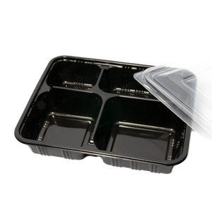 HSQY 4 Compartimento Despuesto Black PP Plástica Lunch Box Container con tapas