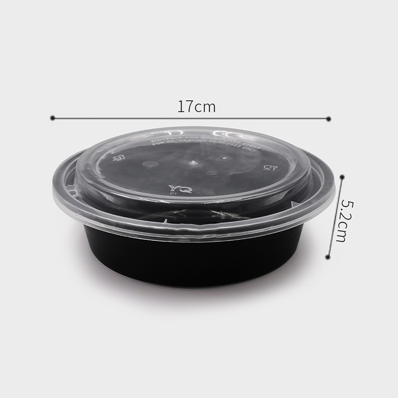 HSQY 59 oz. Disposable Black PP Plastic Takeout Lunch Bowl With Lids