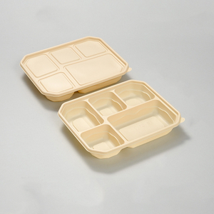 5 Compartment Cornstarch Lunch Box With Lids, Disposable Cornstarch Food Container