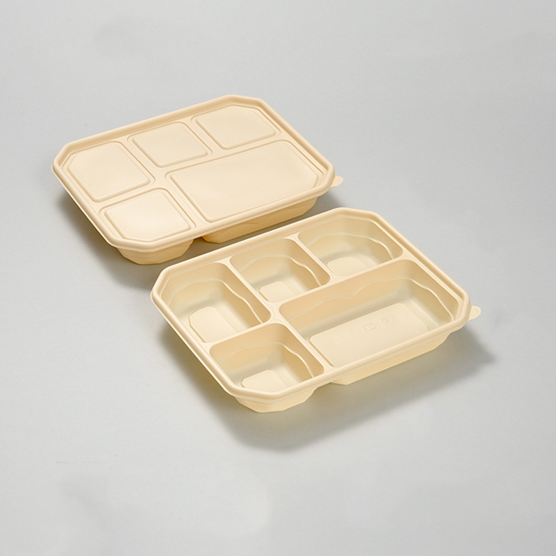 5 Compartment Cornstarch Lunch Box With Lids, Disposable Cornstarch Food Container